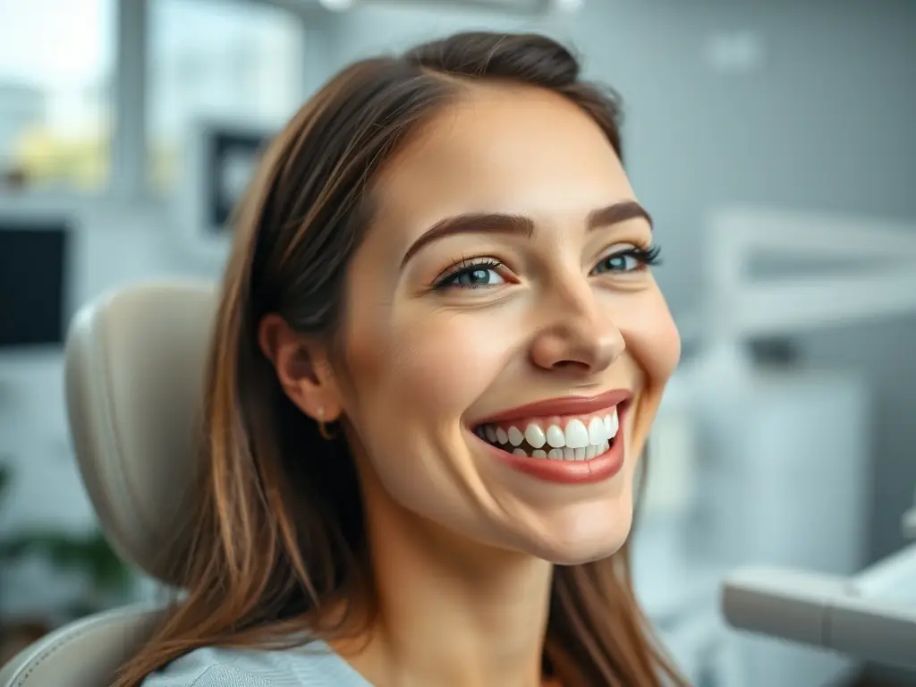 A close-up shot of a patient smiling confidently after receiving dental implants at Ata Dent Clinic, showcasing the natural-looking results and restored functionality.