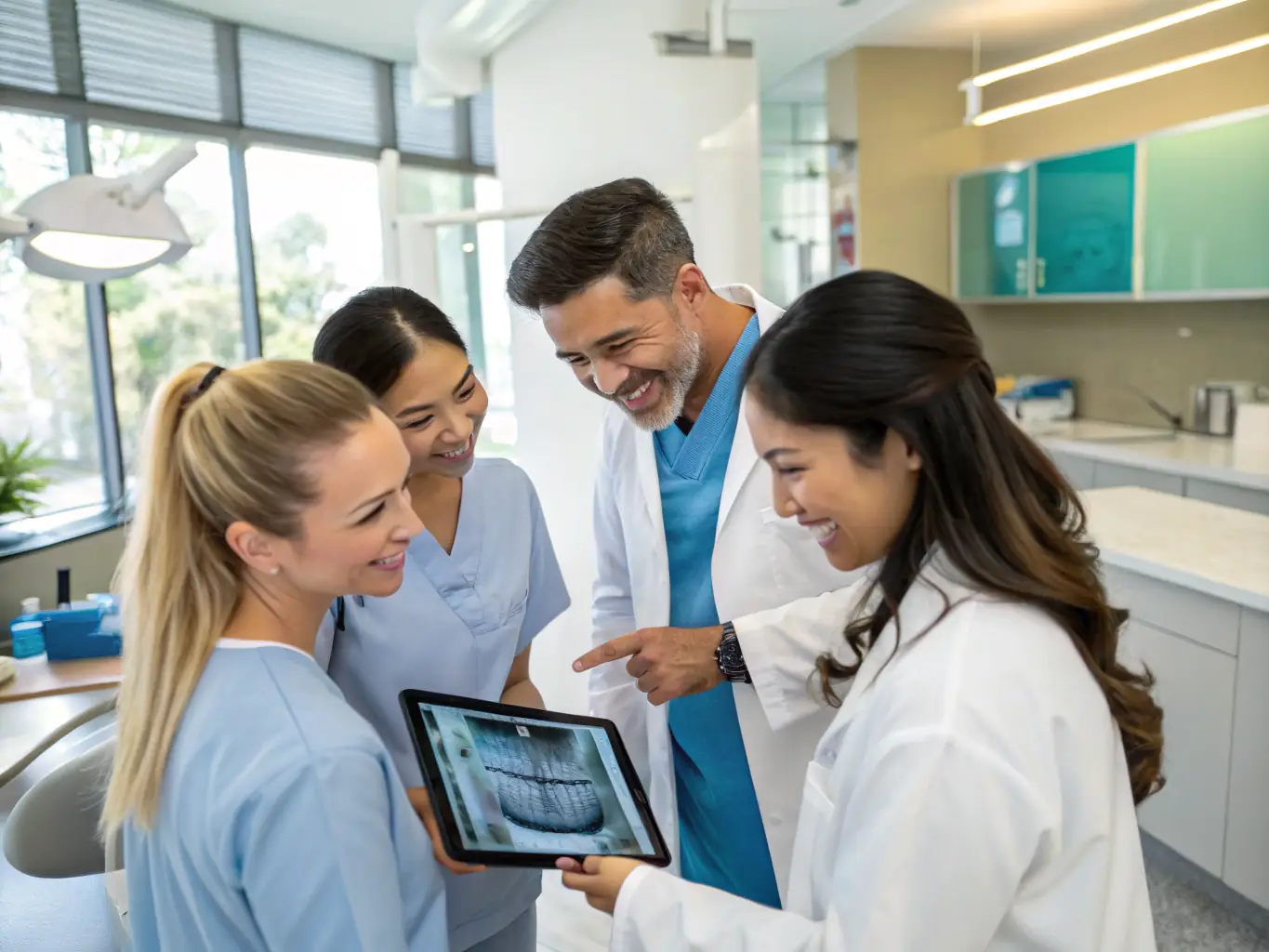 A team of experienced dentists and dental professionals collaborating on a treatment plan at Ata Dent Clinic.