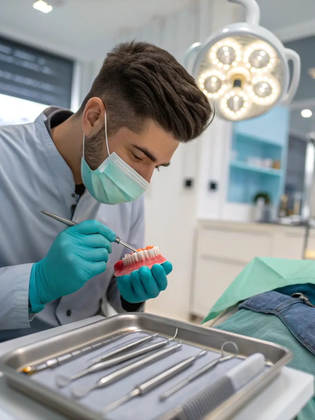 A detailed image of a dental implant being carefully placed in a patient's jaw, restoring functionality and aesthetics.